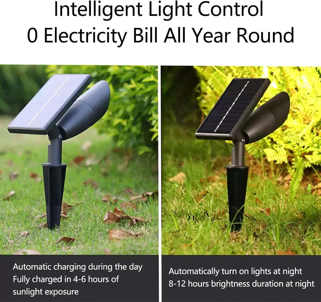 Solar SpotlightOutdoor, Waterproof, Led Lighting Waterproof Graden Lights,Solar Landscape Spotlight, Ground Lamp for Lawn Trees, Flag, Garden, Pond, Pathway, Pool Area Warm Light