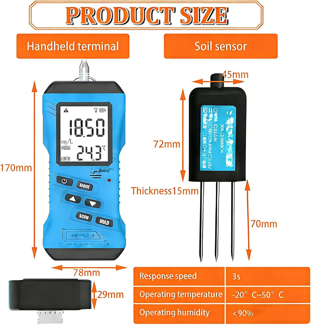 7-in-1 Soil Test Kit - High Accuracy pH, Moisture, NPK Nutrient Meter for Phosphorus, Potassium, Conductivity - Essential Gardening Tool for Healthy Plants