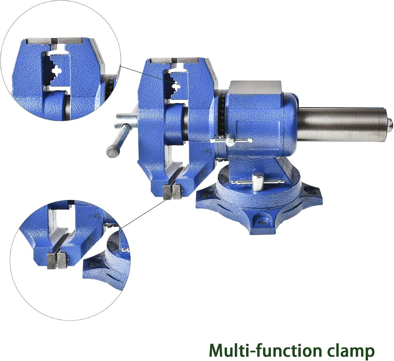 6 Inch Multipurpose Vise 360 Degree Rotation Clamp on Vise with Swivel Base Heavy Duty Multi-Jaw Vise Bench Vise Fit for Household Industry Multifunctional Clamping and Fixing