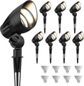 GOODSMANN Low Voltage Spotlights Landscape Lighting 5W LED 8PK Outdoor Floodlights 2700K Warm White Replaceable LED Outside Hardwired Lighting with Metal Stake Cable Connector