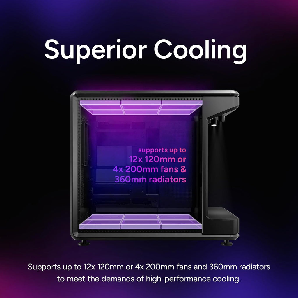 Cooler Master MasterFrame 360 Stage Mirror ATX Mid-Tower PC Case – Front Showcase Stage with Spotlight & Mirror, Supports 430mm GPUs & 360mm Radiators, PCIe 5.0 Ready, Up to 12x120mm Fans, USB-C