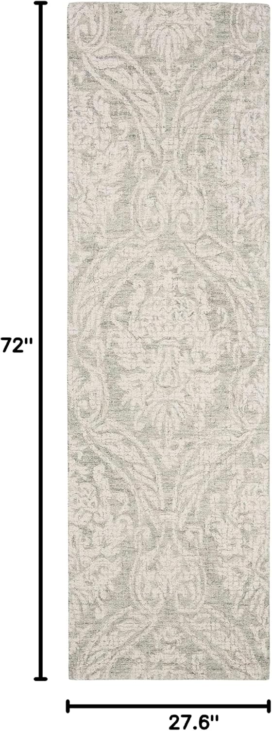 SAFAVIEH Abstract Collection Runner Rug - 2'3' x 6', Grey & Ivory, Handmade Wool, Ideal for High Traffic Areas in Living Room, Bedroom (ABT204A)