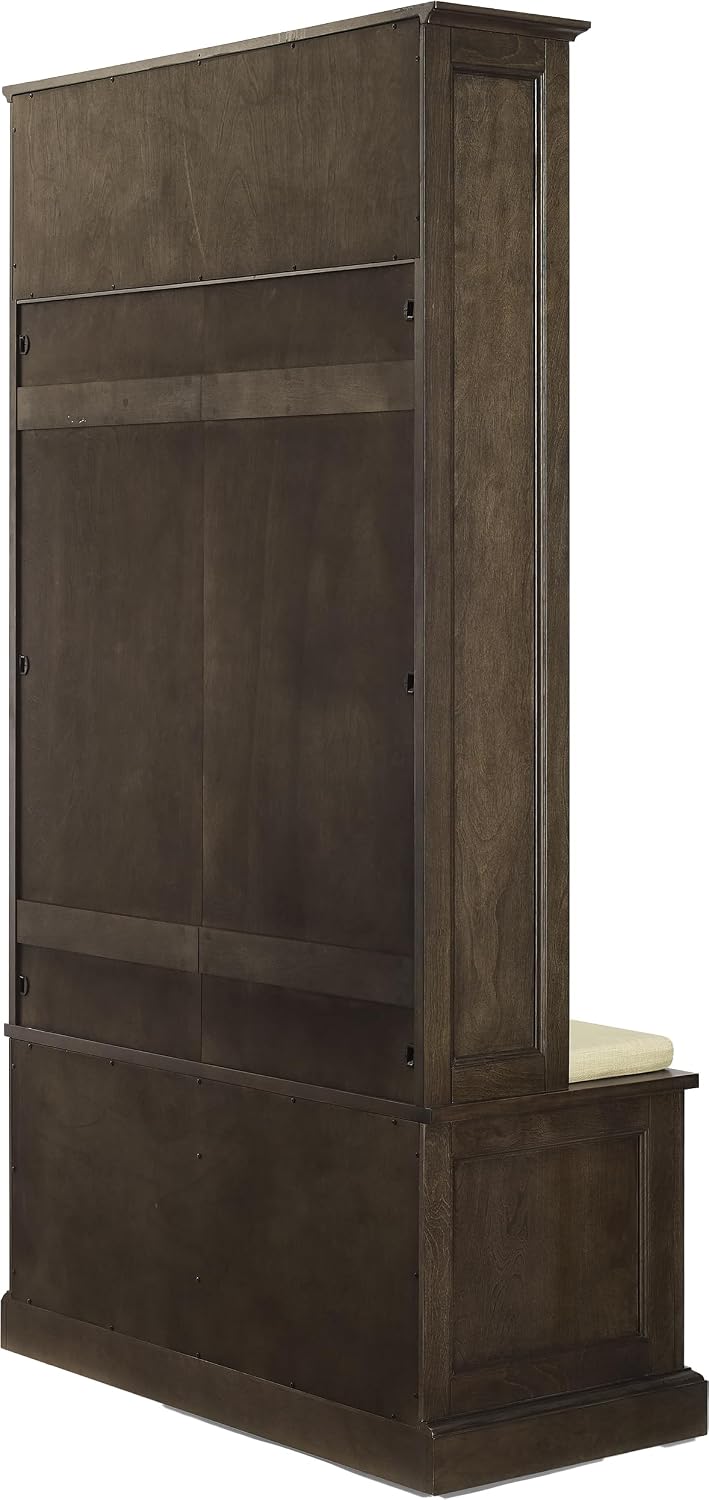 Crosley Furniture Holbrook Hall Tree with Shoe Rack Bench and Coat Hooks for Hanging Storage, Coffee