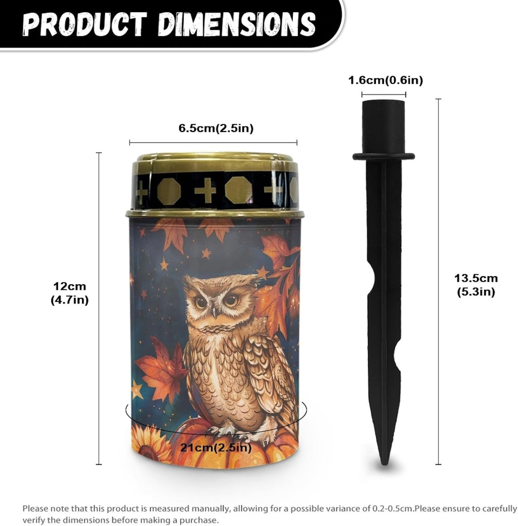 Autumn Fall Owl Solar Garden Lights Outdoor Waterproof Thanksgiving Decor Set of 10,Solar Stake Lights for Yard Patio Driveway Lights Outdoor Landscape Lighting