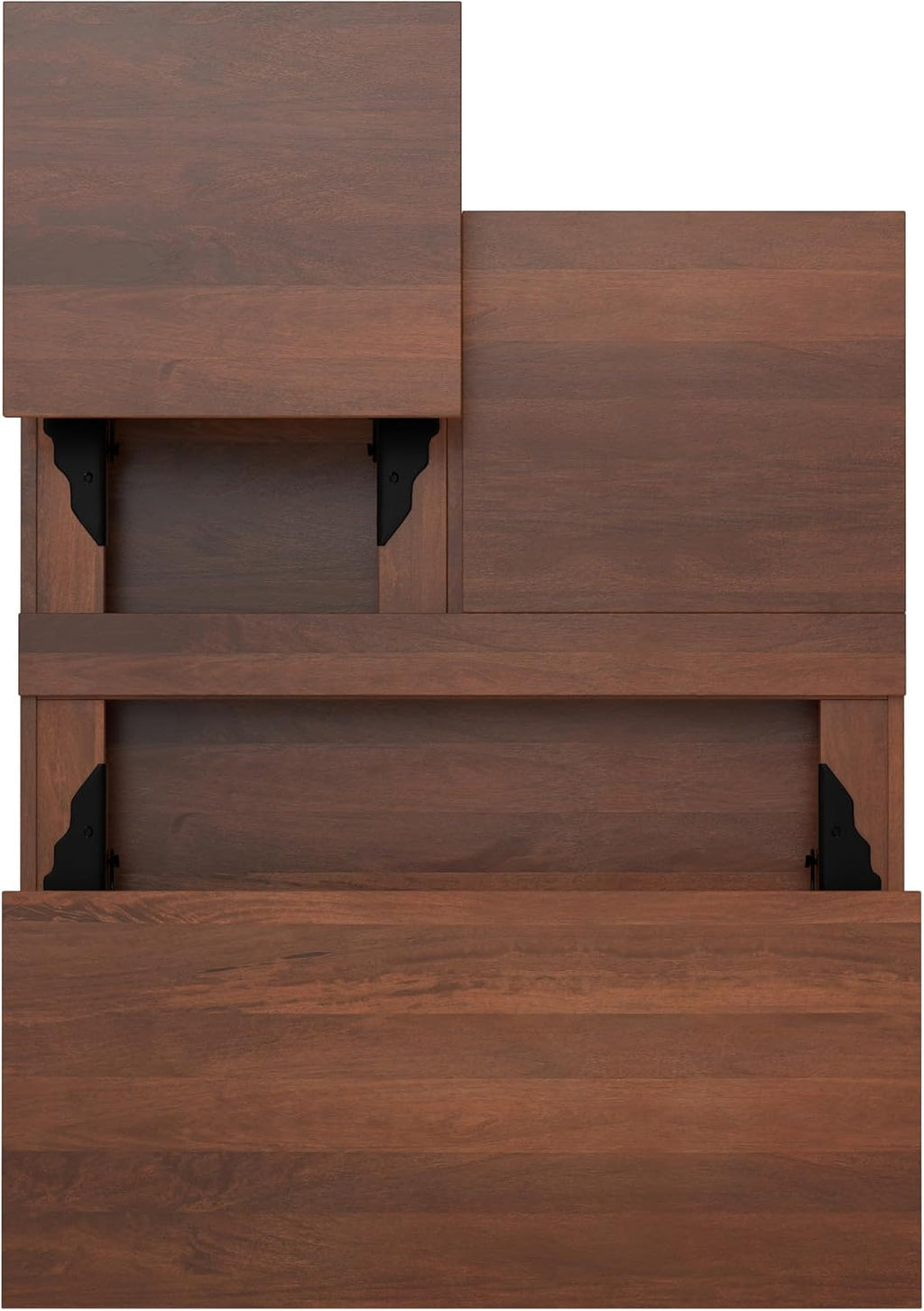 SIMPLIHOME Hunter Lift Top Coffee Table - 32 inch Wide Solid Mango Wood Industrial Square Cocktail Table in Umber Brown, Living Room Table with Dual Lift Tops, Hidden Storage and Gold Hairpin Legs