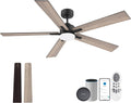Lorpies 60' Smart Ceiling Fan with Lights Remote,Control via Alexa Google App Wifi,Silent DC Motor,Dimmable,Outdoor Indoor Modern Ceiling Fans for Large Bedroom Living Room Kitchen Patio,Black&Walnut