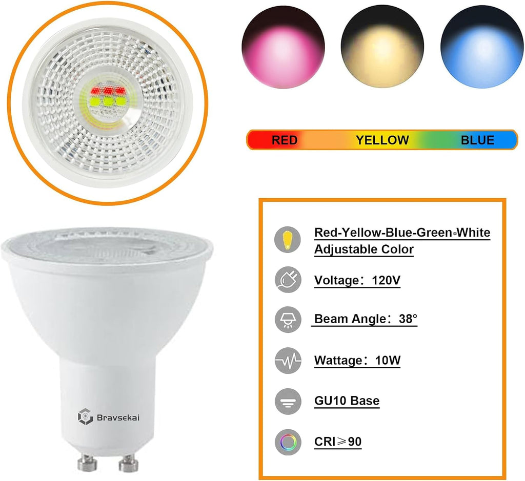GU10 Track Lighting Fixtures, White RGB 12-Pack Track Light Heads, 120V Colour-Changing Ceiling Spotlight Fixture with IR Remote for Living Room, Home Parties, Nightclubs