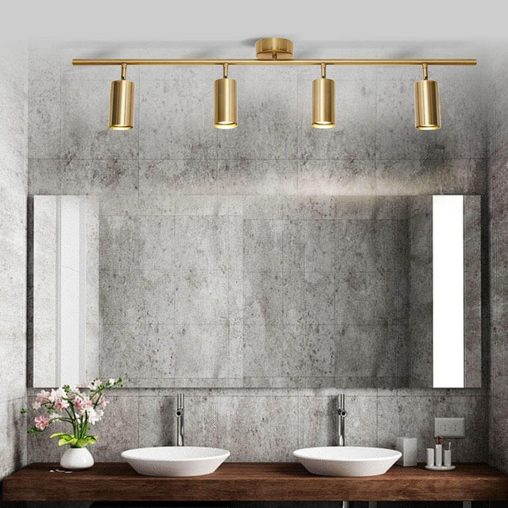 KCO Lighting 4-Light Flush Mount Track Lighting Fixtures Modern Kitchen Track Lights Brass Gold Ceiling Light Spotlight Mid Century Bar Spot Lights Indoor