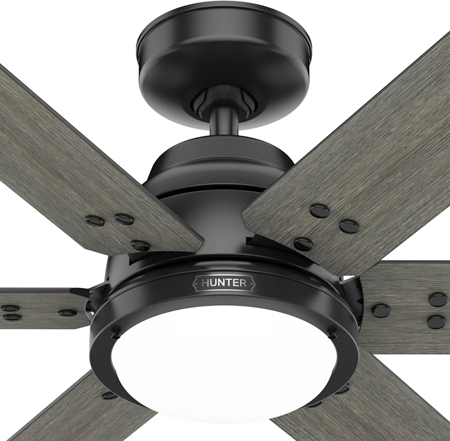 Hunter Fan 72 Inch Matte Black Ceiling Fan with Lights and Remote Control, Indoor Ceiling Fan for Living Room, Bedroom, Farmhouse, Kitchen (Renewed)