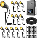 12W Low Voltage Landscape Lighting Kit, 3000K LED Landscape Lights with 200W Transformer, 100FT 16/2 Wire and Connectors, Waterproof Outdoor Spotlights for Yard, Garden, Pathway, 12V-24V AC/DC, 12Pack
