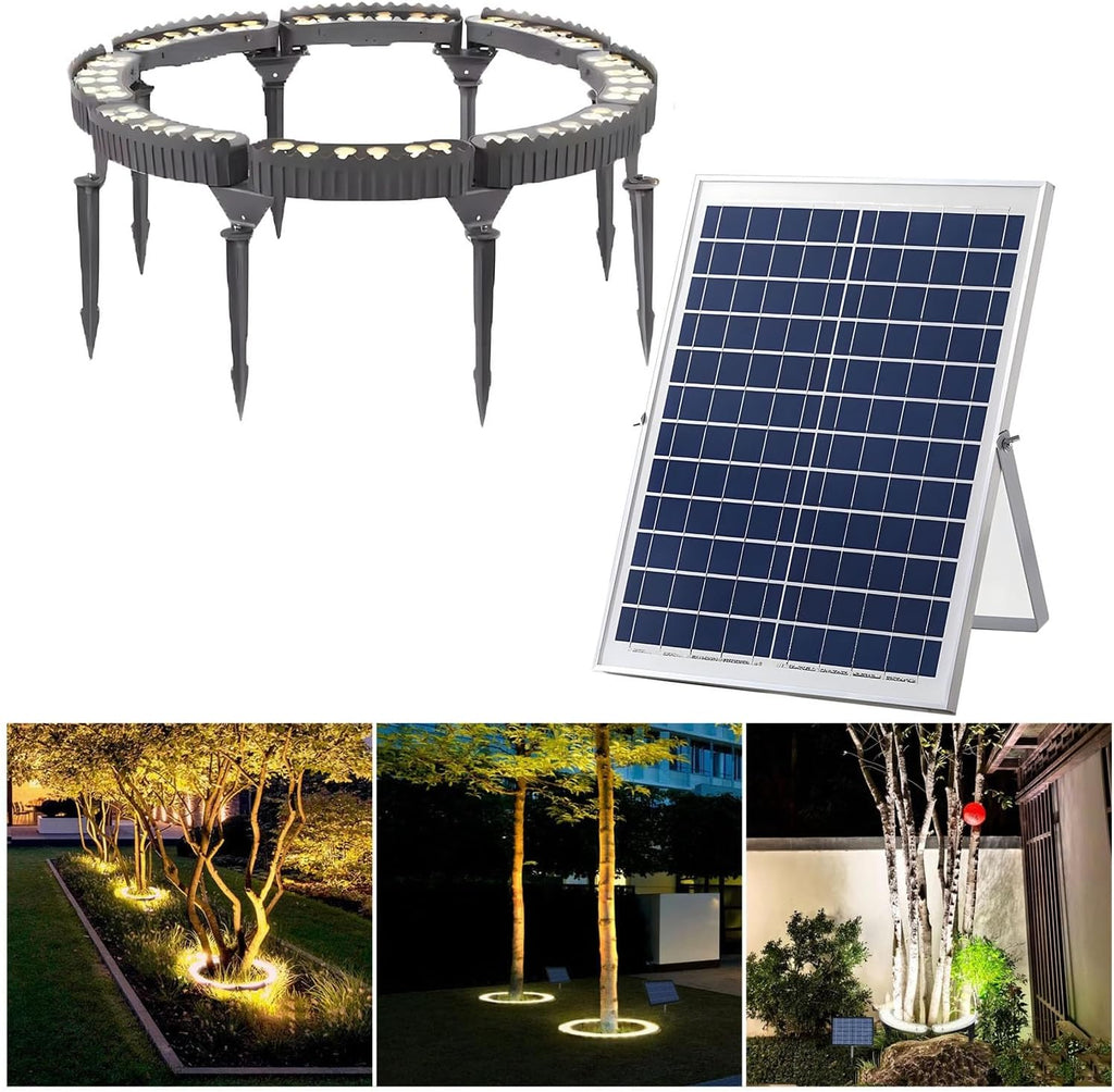 Garden Solar Lights, LED Solar Landscape Spotlights for Big Tree, Outdoor Ring Tree Light, Made to Last(White Light,Pack of 8)