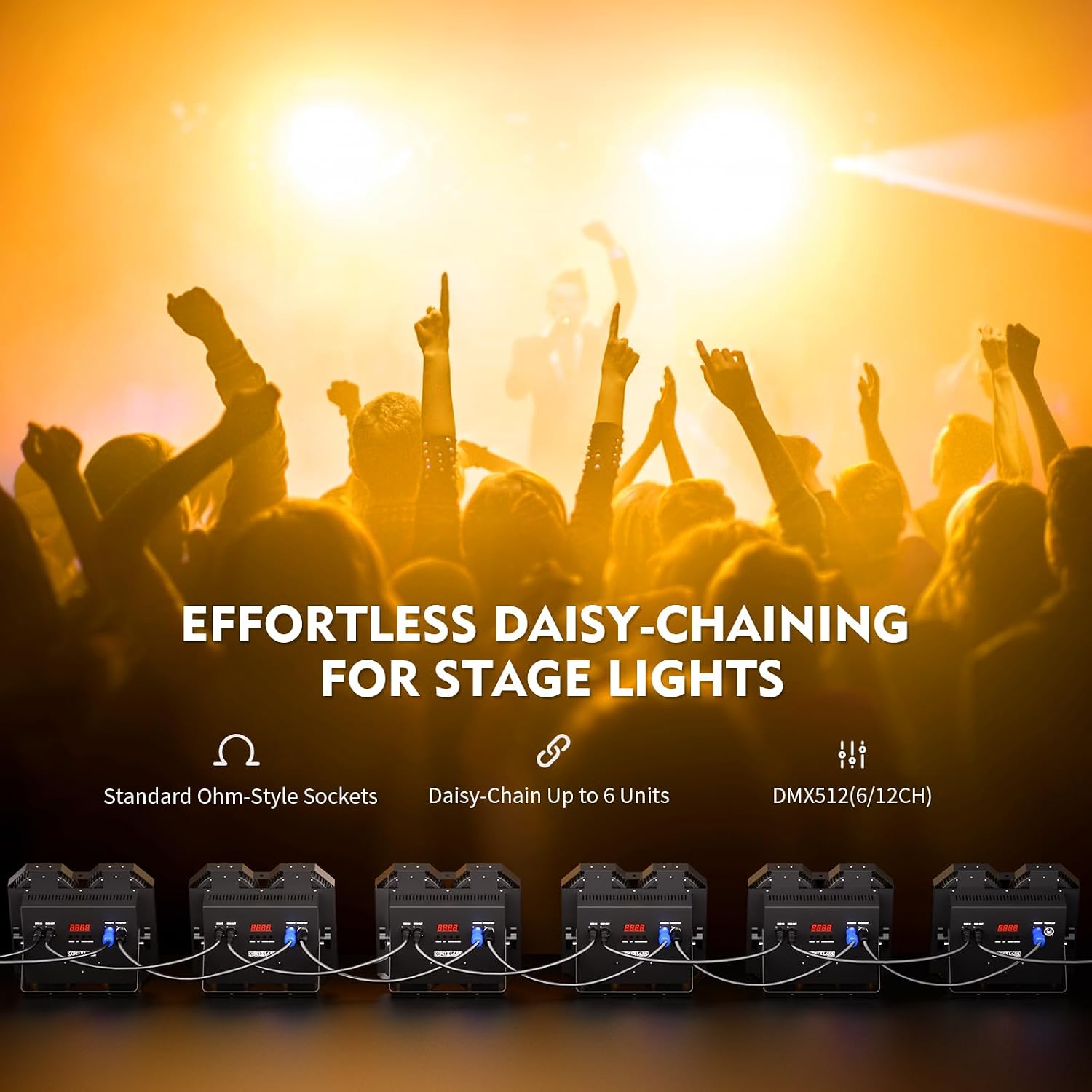 4 x 100W COB LED Stage Lights, 2 in 1 Warm/Cool White Par Can Retro Pixel Control Light, DMX/Master-Slave/Sound Activated Spotlights for Church Events Party Wedding Club Studio 1Pack