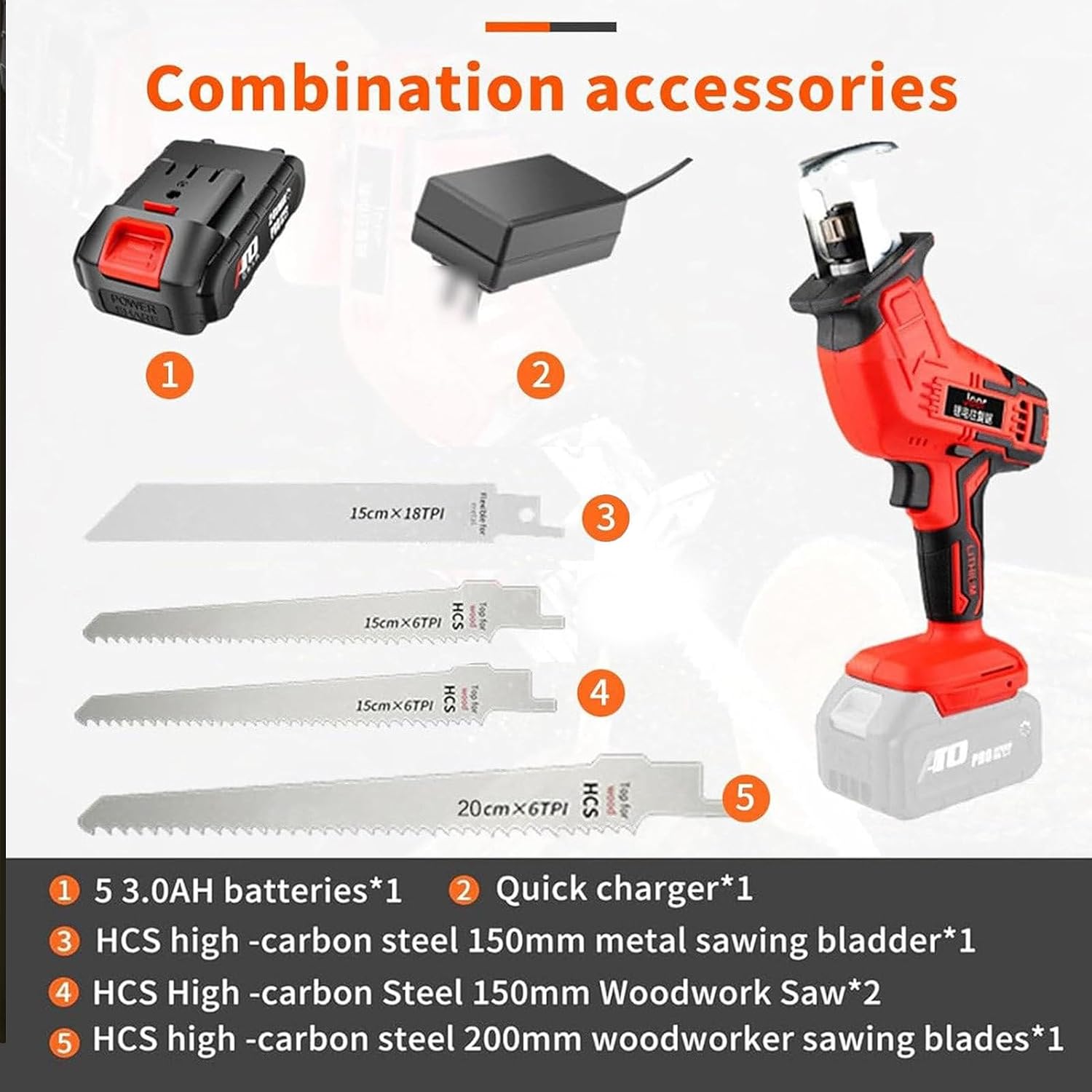 Cordless Bone Saw Machine-Electric Reciprocating Saw-Butcher Cutting Machine with Rechargeable Battery & 5 Blades & storage box,Electric Hand Saw Meat Cutter for Bone/Wood/Metal,1Battery