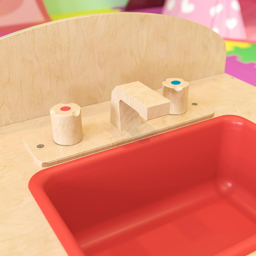 Flash Furniture Hercules Children's Wooden Kitchen Sink for Commercial or Home Use - Safe, Kid Friendly Design