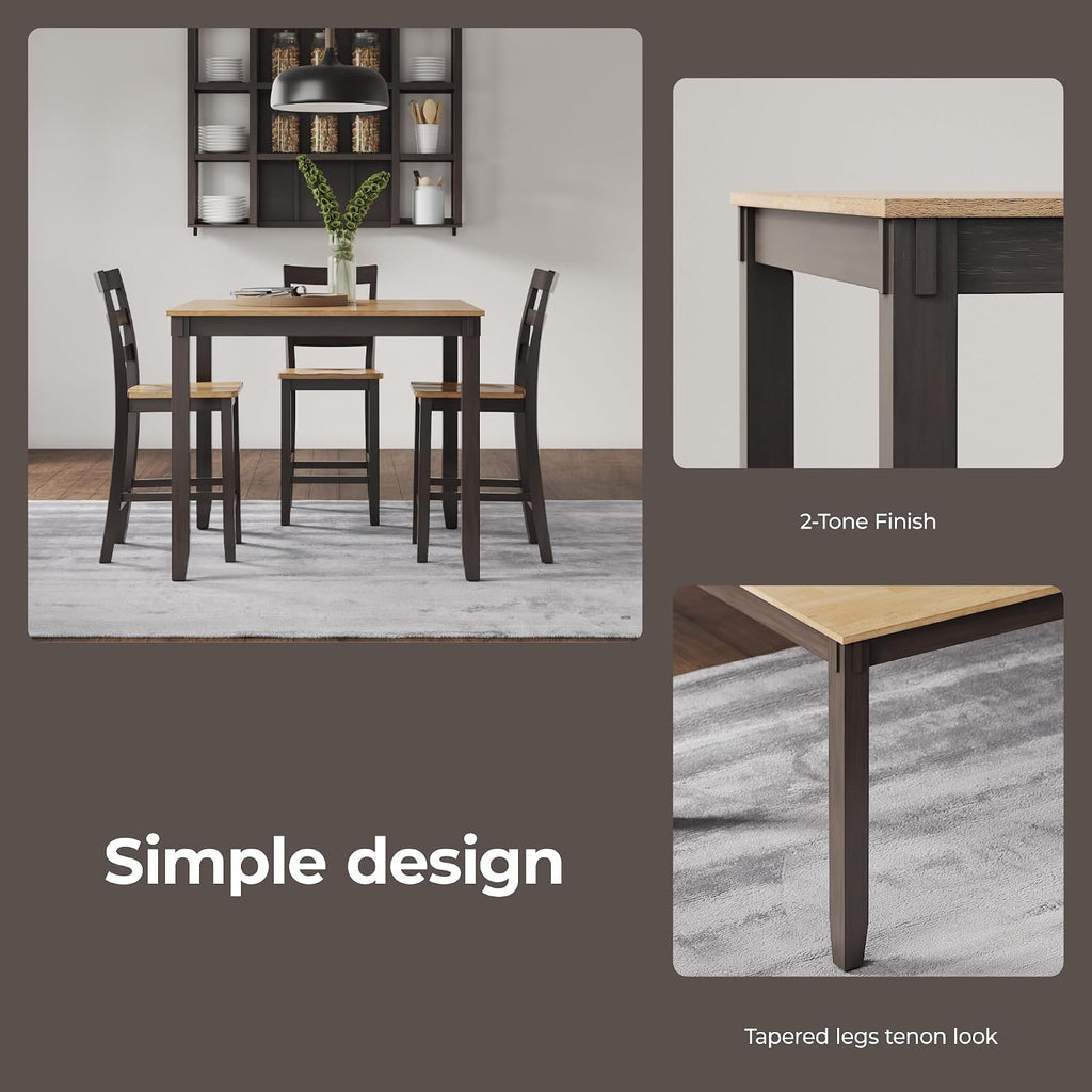 Signature Design by Ashley Gesthaven Casual Counter Height Dining Table and 4 Bar Stools, Set of 5, Light Brown & Dark Brown