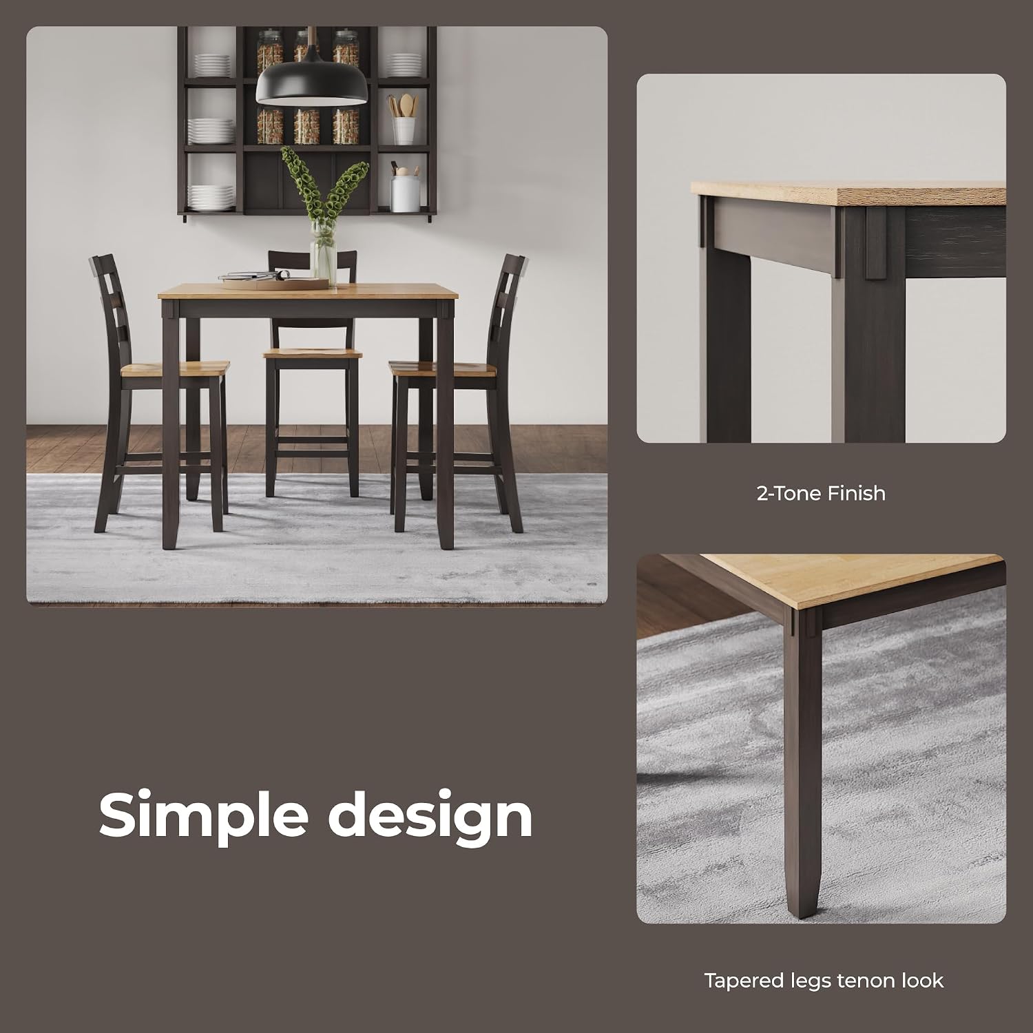 Signature Design by Ashley Gesthaven Casual Counter Height Dining Table and 4 Bar Stools, Set of 5, Light Brown & Dark Brown