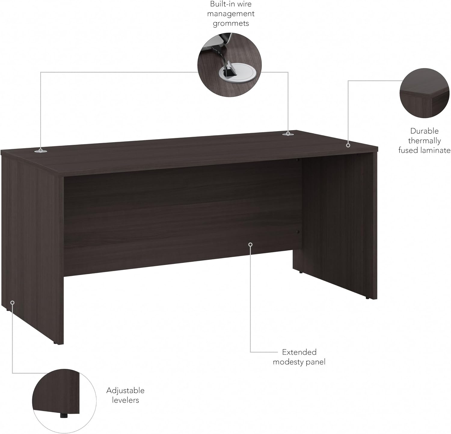Bush Business Furniture Studio C 66W x 30D Office Desk in Storm Gray