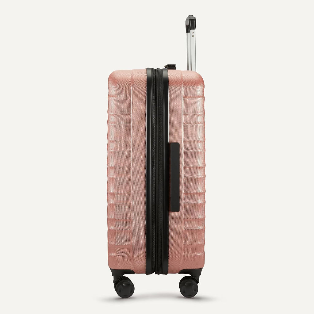 Amazon Basics 2-Piece Hardshell Suitcases Set (21', 30'), Expandable Travel Luggage with Scratch-Resistant Surface, Four Multi-directional Wheels, Telescopic Handle, Rose Gold