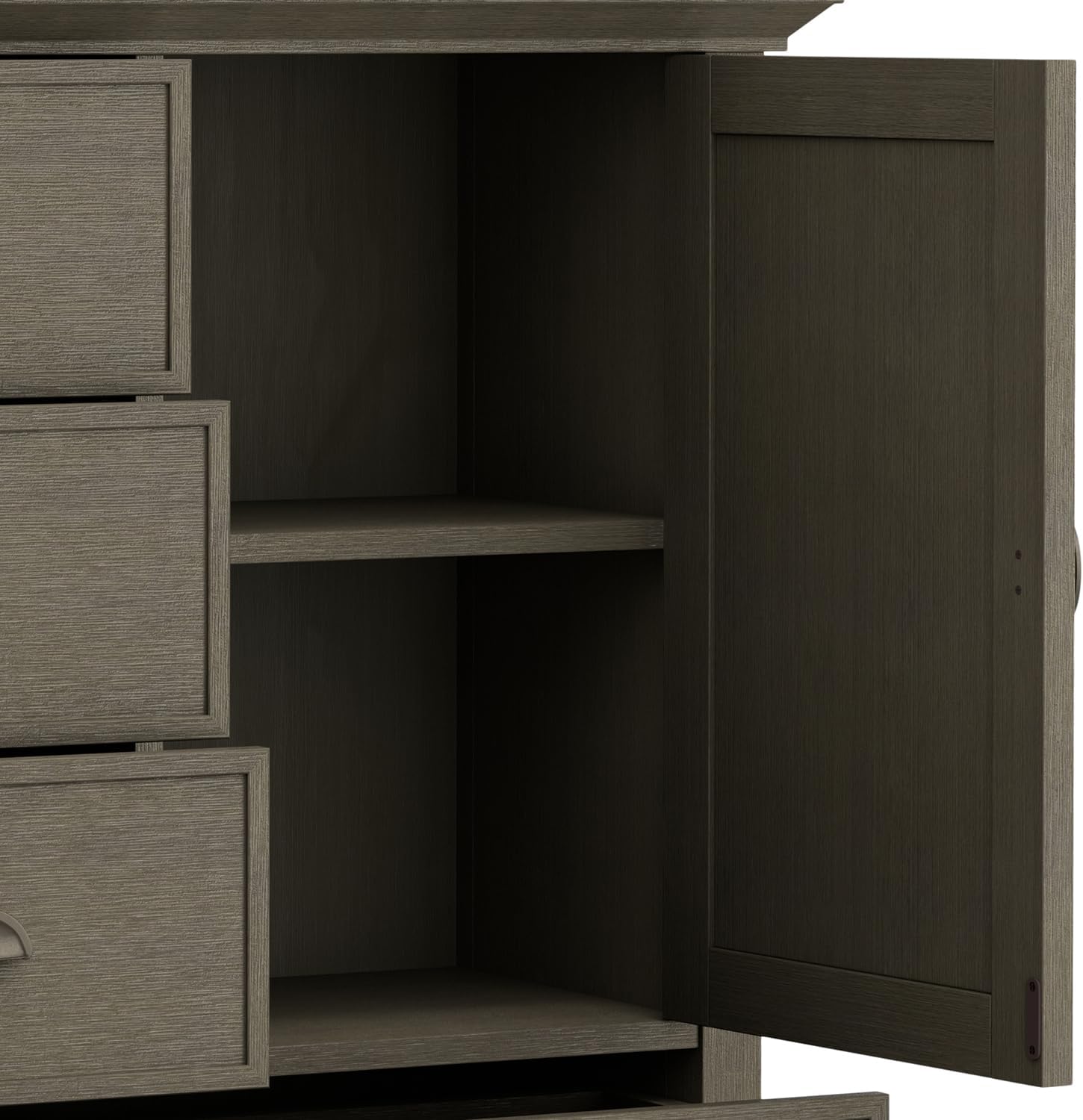 SIMPLIHOME Redmond Storage Cabinet - 39 inch Wide Solid Wood Medium Storage Cabinet in Farmhouse Grey, Transitional Accent Cabinet for Entryway or Living Room with 4 Drawers and Cabinet Storage