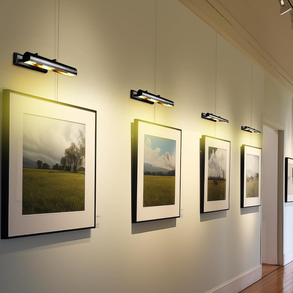 18in Black Picture Lights Hardwired, 3 Light Modern Bronze Picture Light for Wall, Rotatable Art Light Over Picture Frame for Living Room, Bookcase, Artwork, Poster (Includes Bulbs)