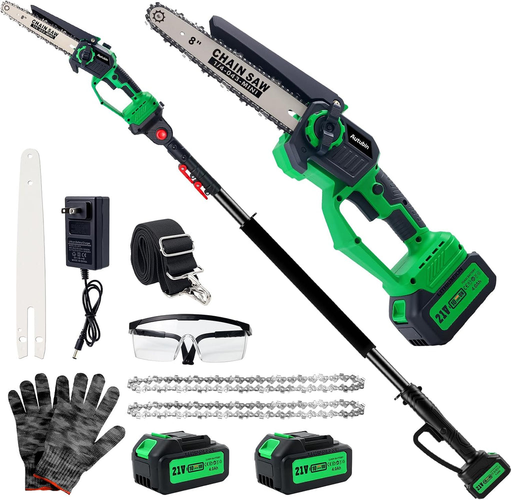 2-in-1 Electric Pole Saw for Tree Trimming, Cordless Polesaw & 8'' Mini Chainsaw with Extension Pole, Handheld Chain Saw with Rechargeable Batteries as Gifts for Wood Ranger,Senior,Women