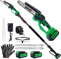 2-in-1 Electric Pole Saw for Tree Trimming, Cordless Polesaw & 8'' Mini Chainsaw with Extension Pole, Handheld Chain Saw with Rechargeable Batteries as Gifts for Wood Ranger,Senior,Women