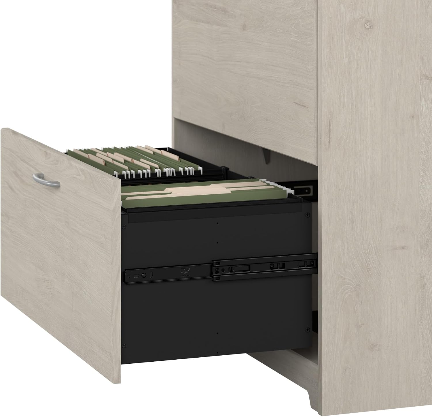 Bush Home Cabot 2 Drawer Lateral File Cabinet in Linen White Oak, Home Office Chest for Letter, Legal, and A4-size Document Storage