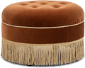 Jennifer Taylor Home Yolanda 24' Round Upholstered Accent Ottoman, Burnt Orange Performance Velvet
