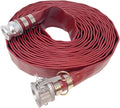 Gloxco 1-1/2' x 50′ Red Heavy Duty Lay Flat PVC Discharge Hose Assembly with Aluminum Cam and Groove C and E Fittings
