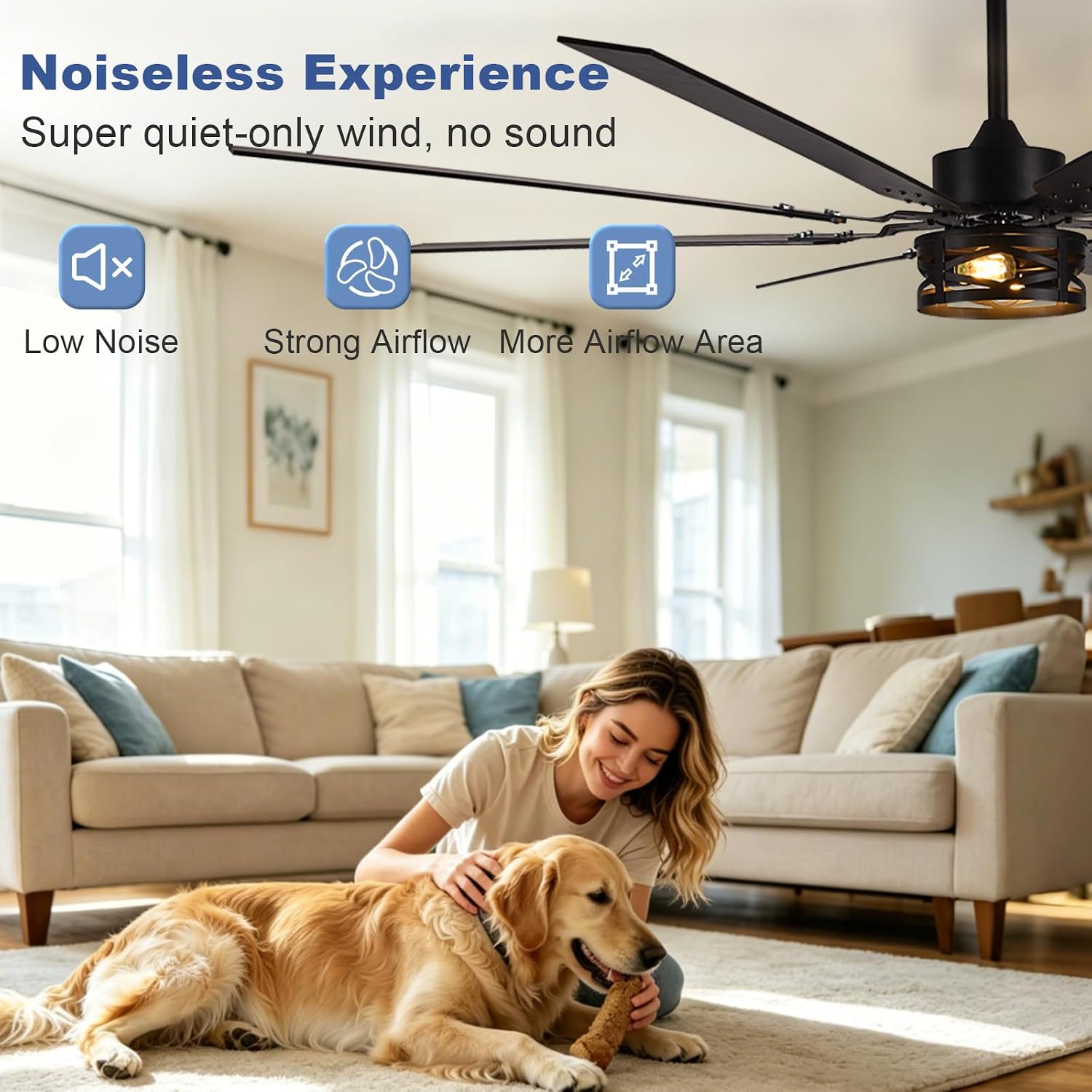 Depuley 72-Inch Ceiling Fans with Lights: Large Ceiling Fans Dual Finish 8 Blades - Rustic Ceiling Fan with Remote Control for Farmhouse Living Room Outdoor Porch Noiseless (Black Walnut)
