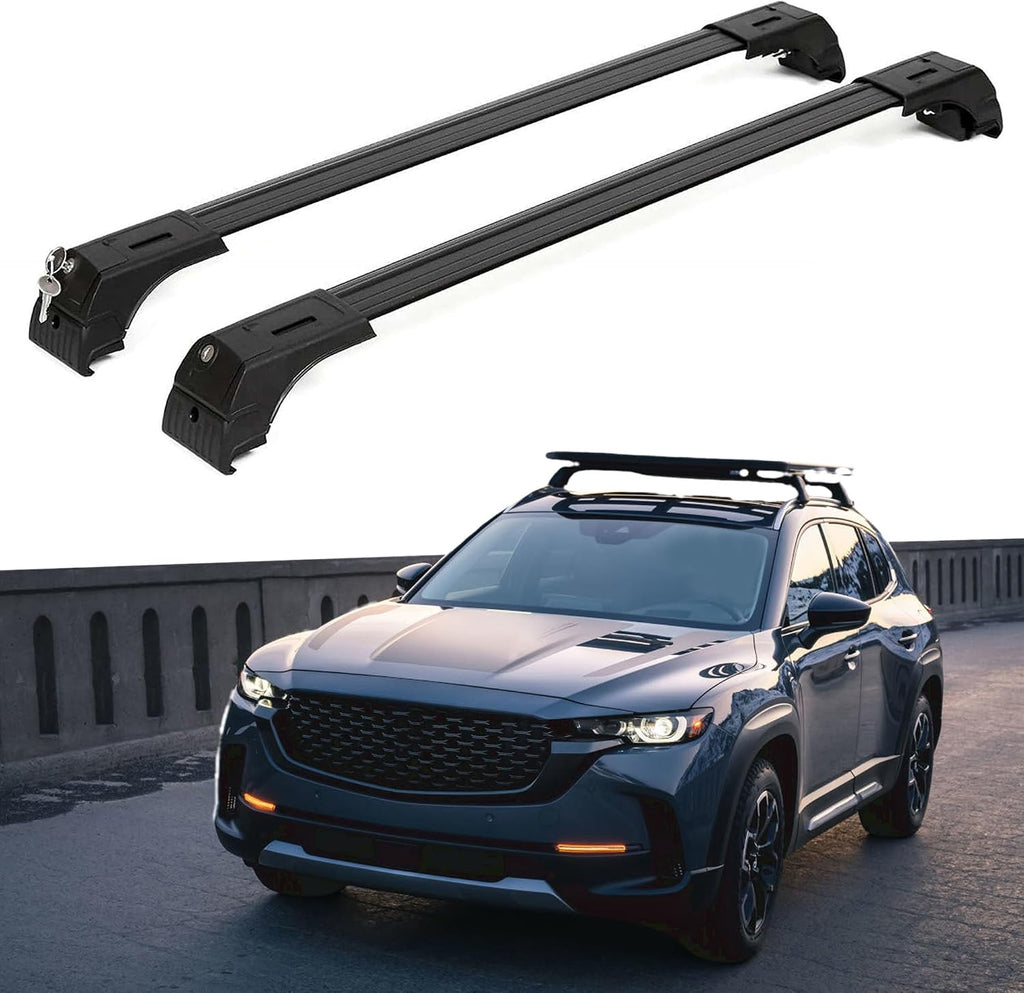 ERKUL Roof Rack Cross Bars for Mazda CX-50 CX50 2023-2026 | Aluminum Crossbars with Anti Theft Lock for Rooftop | Compatible with Flush Rails - Black