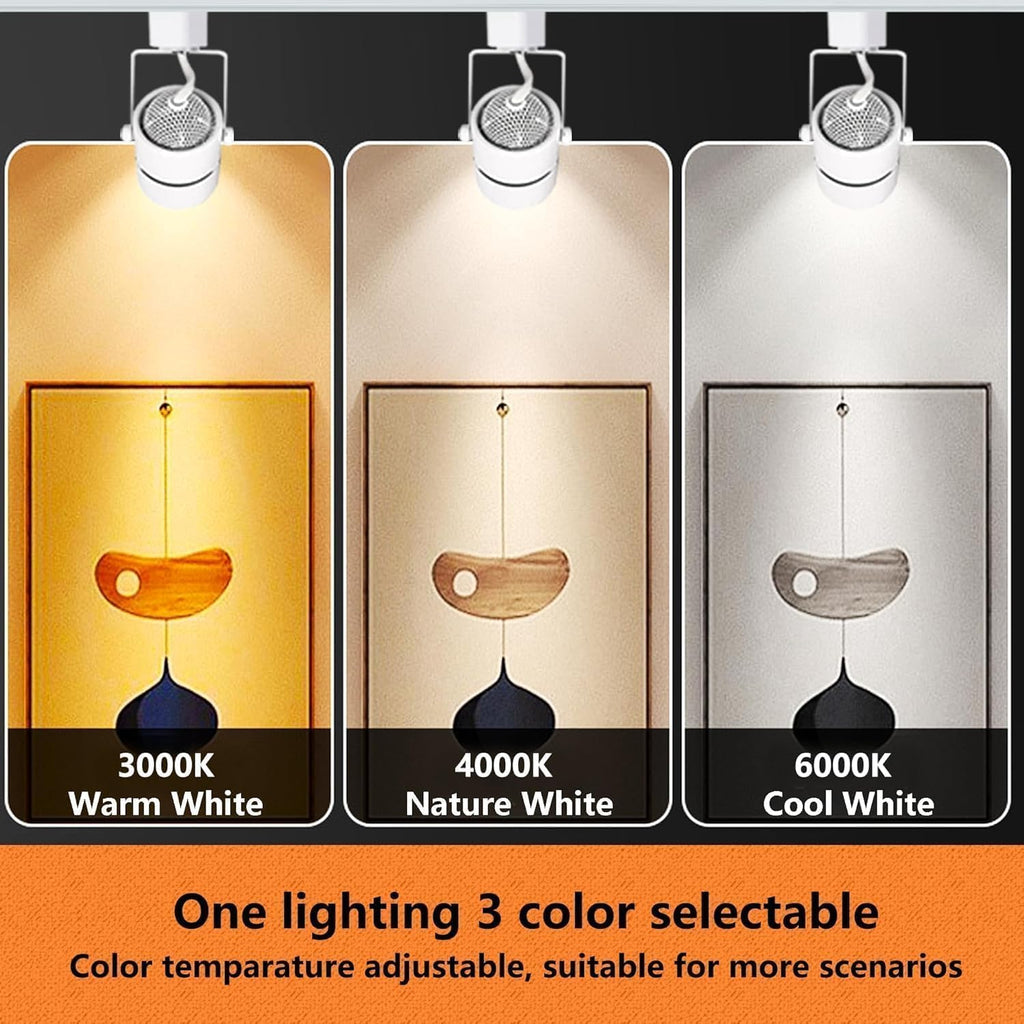 GU10 LED 3CCT White Track Lighting Kit 3000K/4000K/6000K Adjustable with 13.1FT H-Type Track Light Rails, 12PCS Ceiling Spotlight Fixture with Replaceable GU10 Bulbs