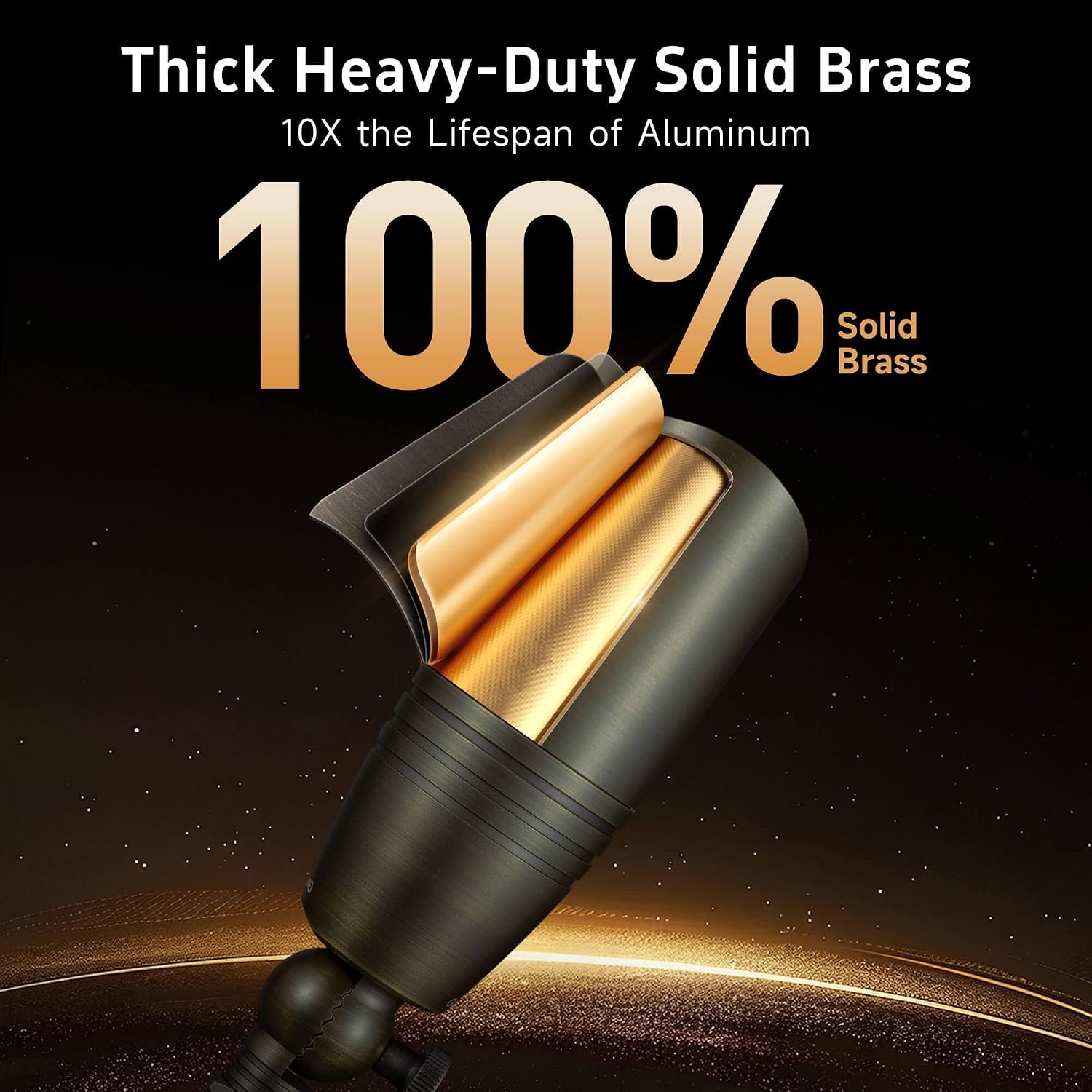 Gardenreet Brass Landscape Lighting - Low Voltage Spotlights Outdoor LED, 12V Wired Uplights, Waterproof Spot Lights, Bronze for Outside Trees with 5W 4000K Natural White MR16 Bulb (4 Pack)