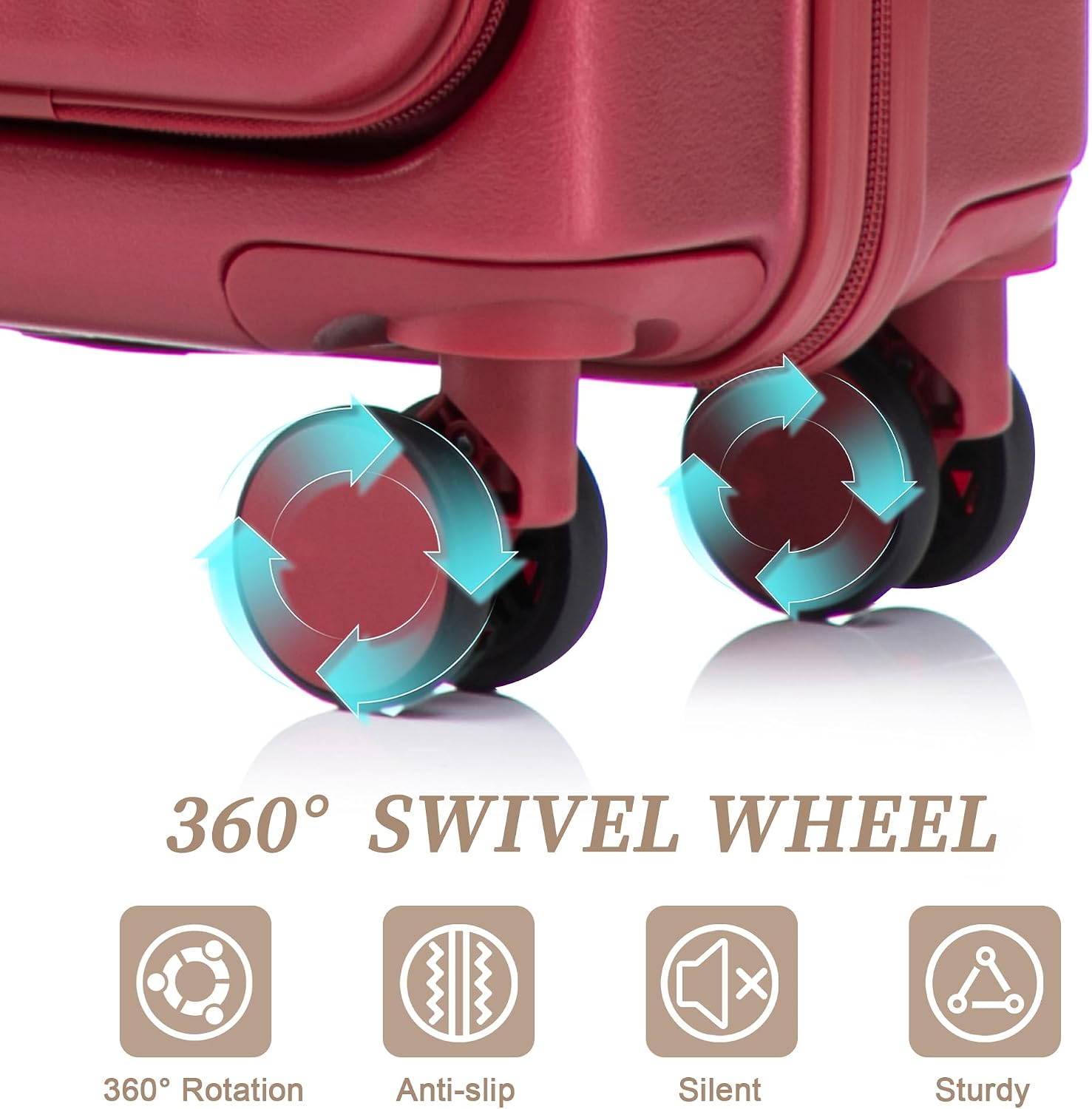 Two-piece luggage set with swivel wheels black hard shell 20-inch carry-on and 14-inch vanity case (Red)