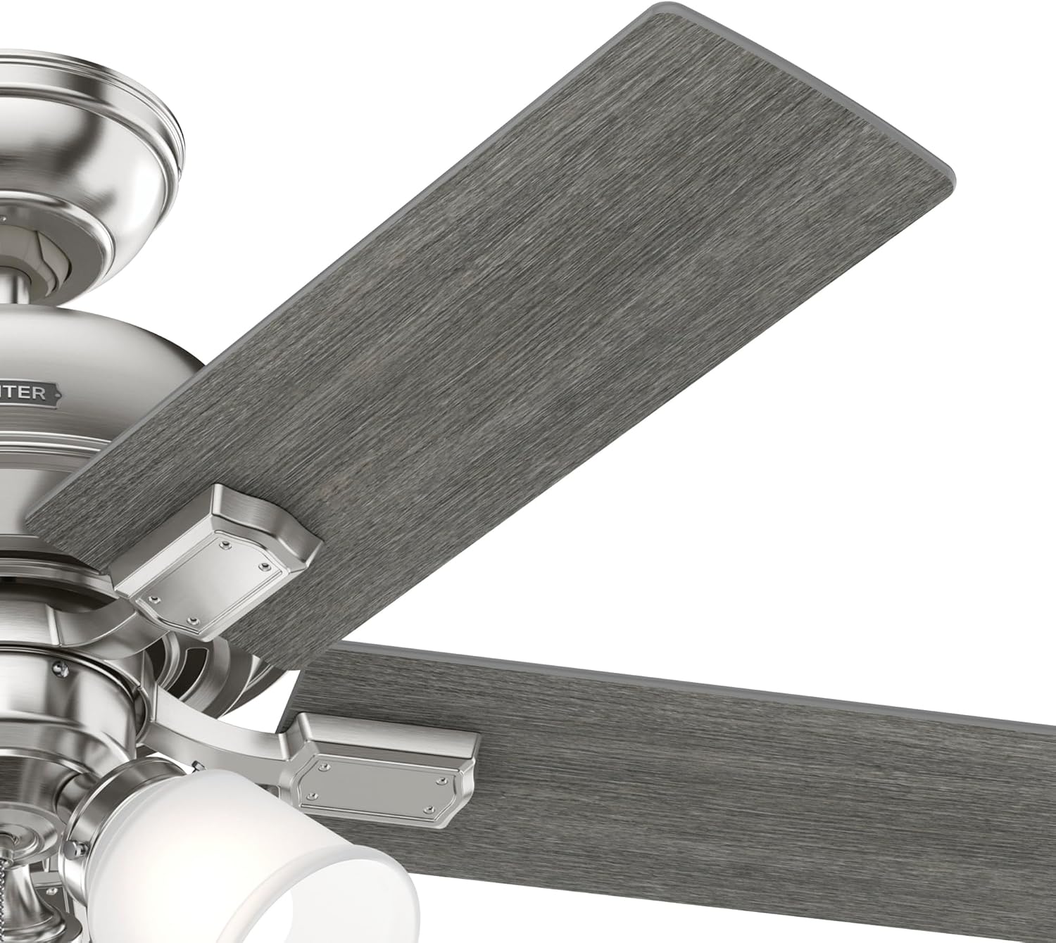 Hunter Fan 44 Inch Traditional Brushed Nickel Indoor Ceiling Fan with LED Light and Pull Chain for Bedroom, Living Room/Family Room, Dining Room, Kitchen, Office (Renewed)
