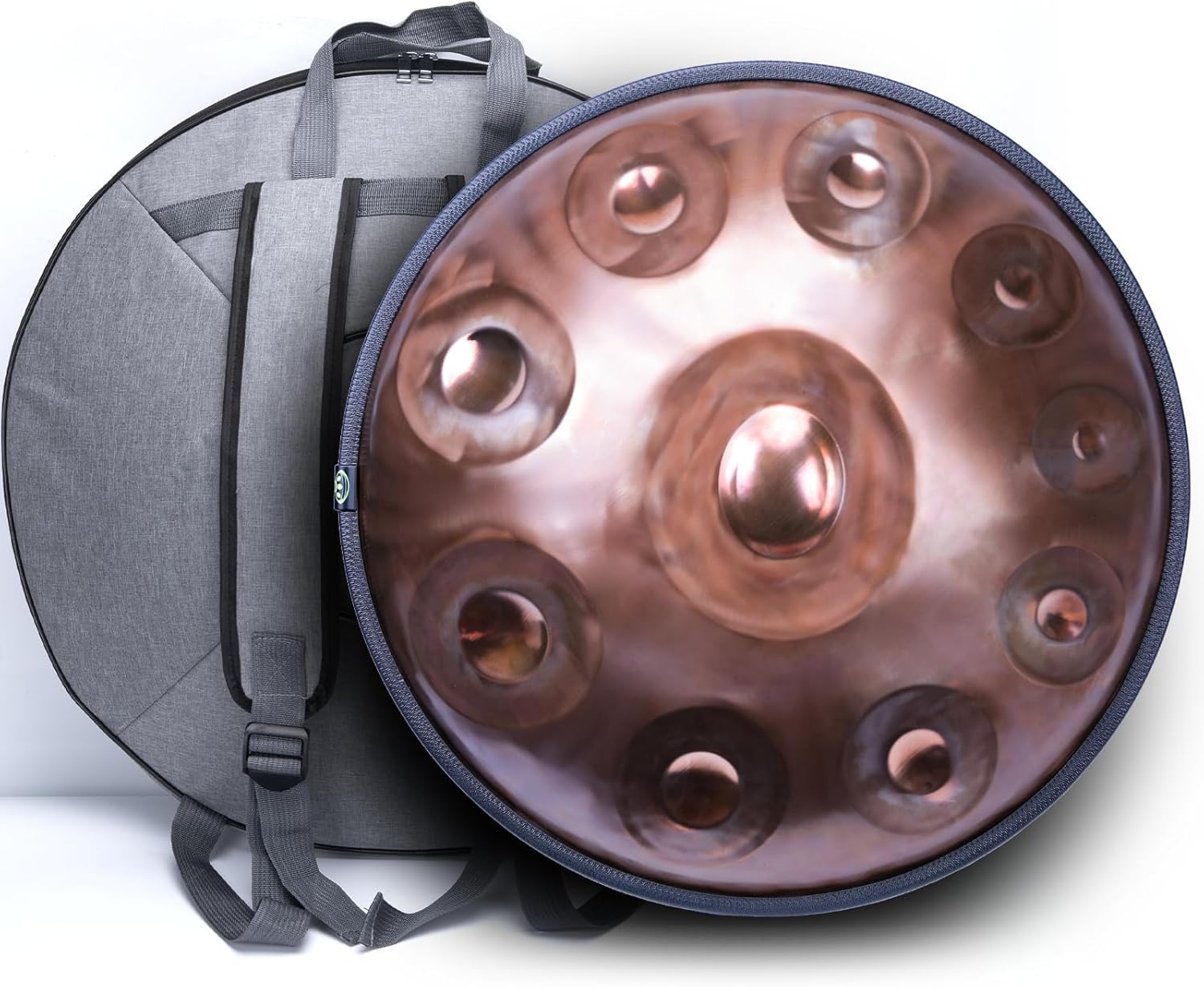 'SINGOFIRE' New Upgrade Advanced Handpan Drum, Ember Steel Handpan, 10-Notes with Bag, 22-Inch 440Hz D Minor Kurd, Telescopic Drum Stand, Copper Glow Pupil