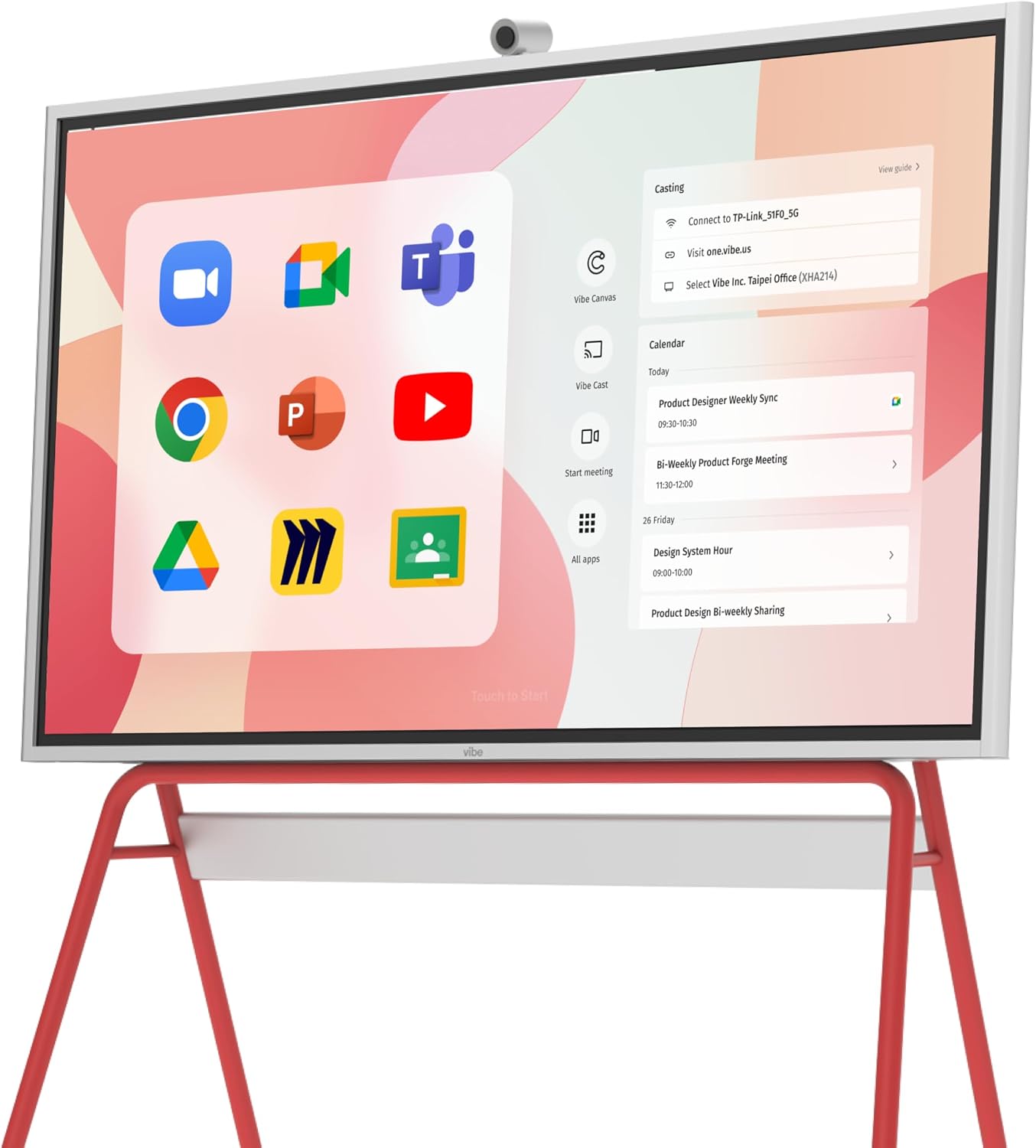 Vibe S1 4K UHD Smart Board, 55 Inch Digital Whiteboard for Office and Classroom, Chrome OS and 250+ Free Apps, Electronic Presentation Meeting Device for Hybrid Work, Interactive Touchscreen Display