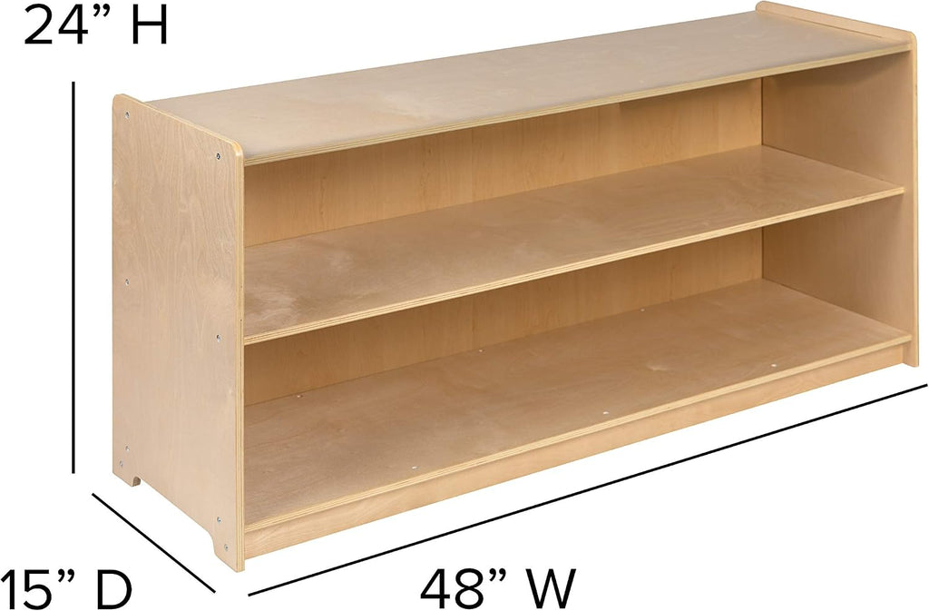 Flash Furniture Hercules Wooden 2 Section School Classroom Storage Cabinet for Commercial or Home Use - Safe, Kid Friendly Design - 24'H x 48'L (Natural)