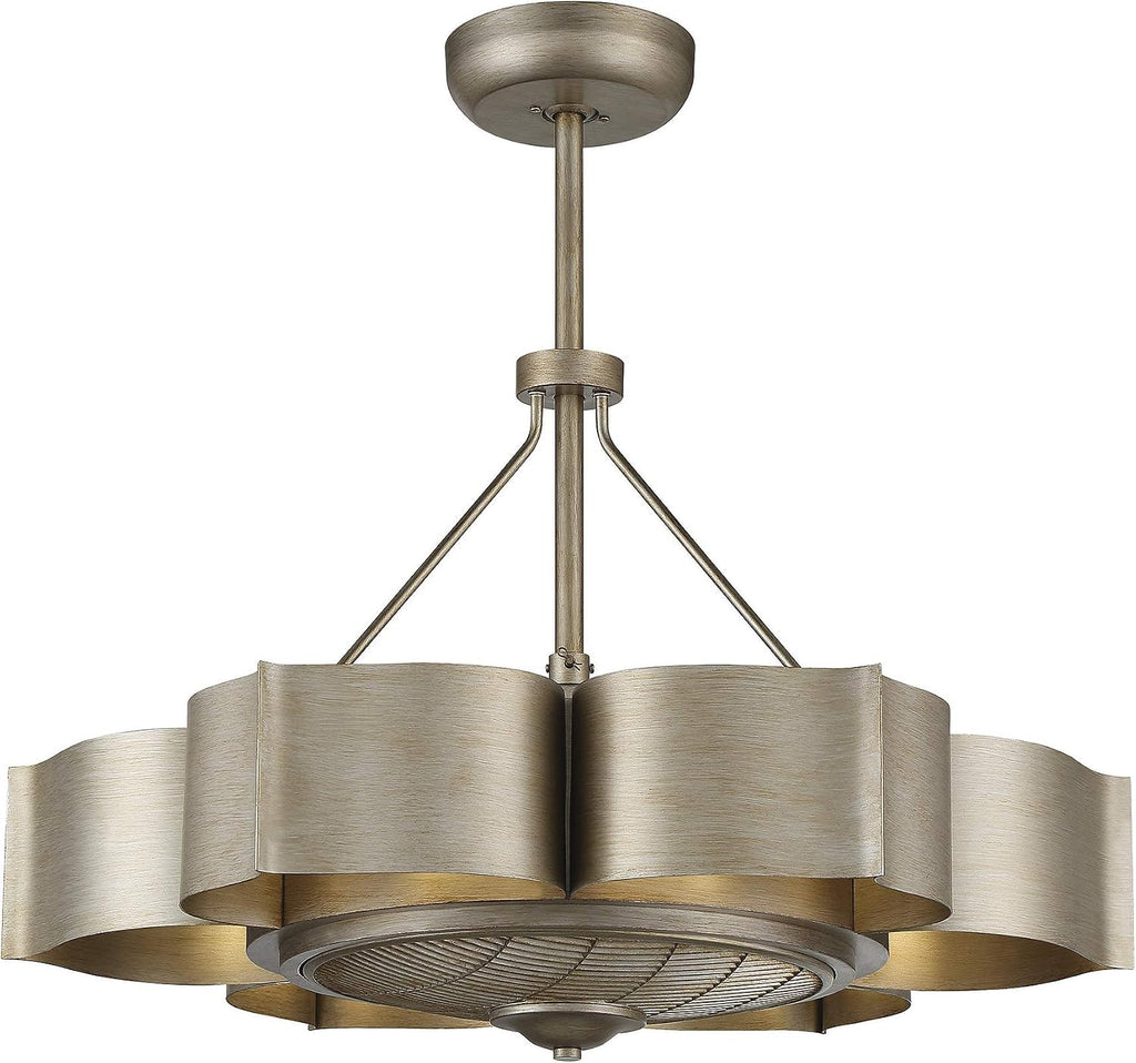 Savoy House 39-FD-125-53 Stockholm Bohemian Vintage Metal Fandelier Ceiling Fan with Remote, 6-Light 36 Total Watts, 23' H x 31' W, Silver Patina