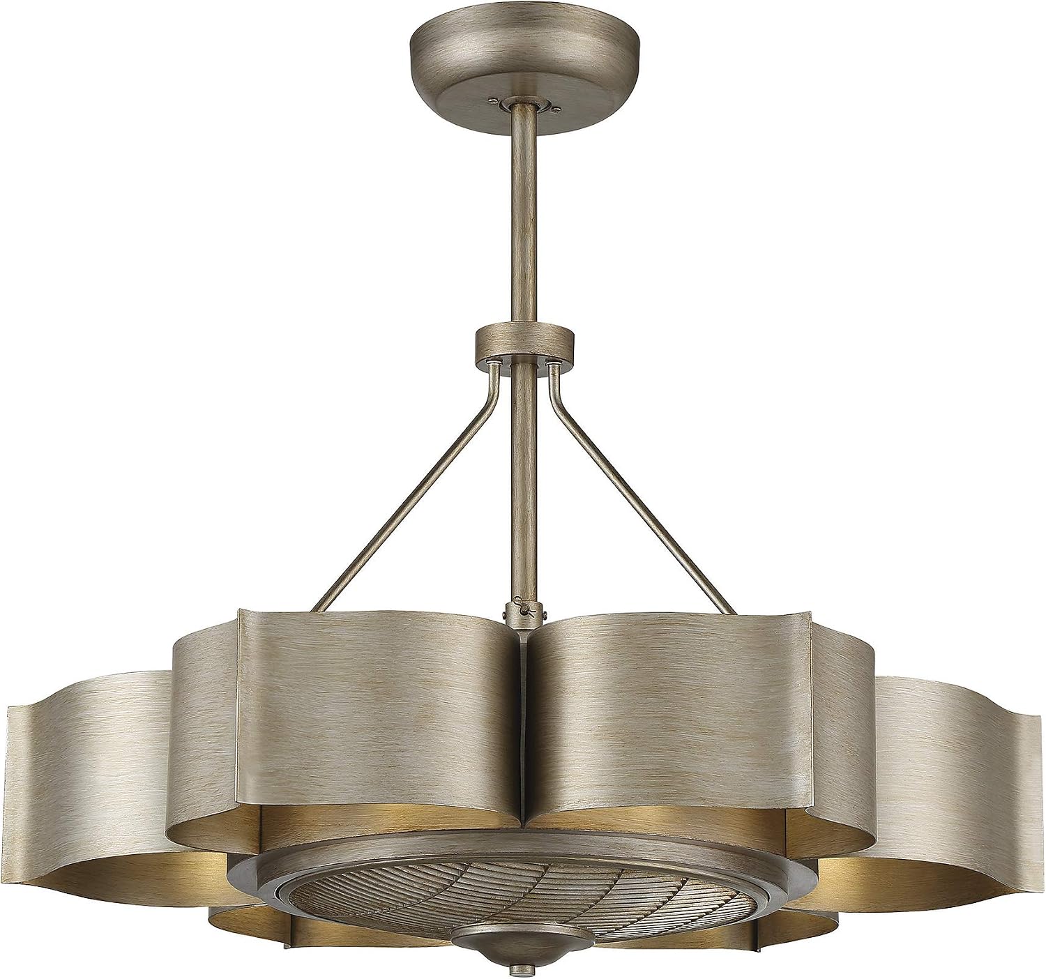 Savoy House 39-FD-125-53 Stockholm Bohemian Vintage Metal Fandelier Ceiling Fan with Remote, 6-Light 36 Total Watts, 23' H x 31' W, Silver Patina