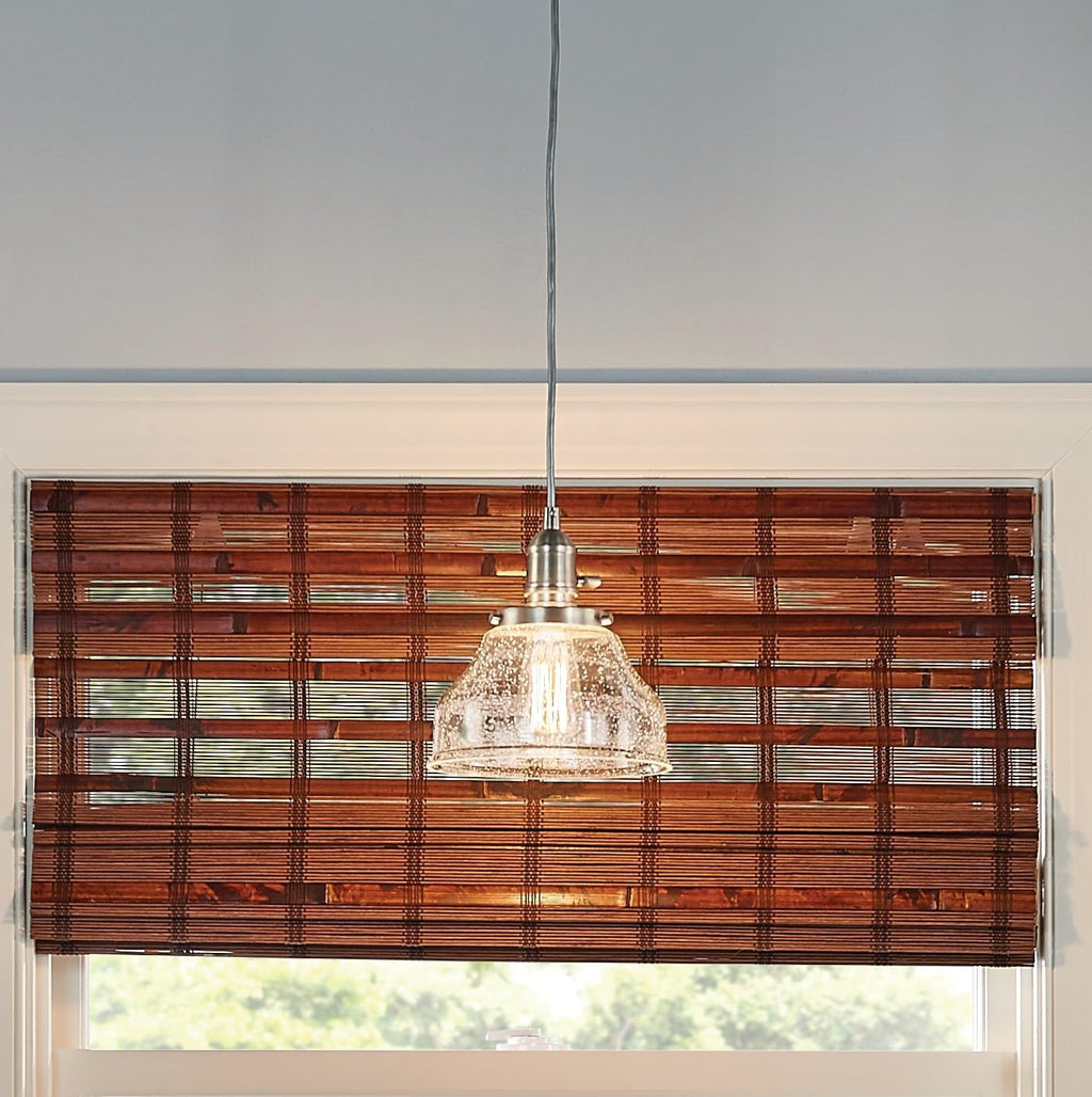 Kichler Avery 1-Light Bell Mini Pendant Light Fixture with Clear Seeded Glass in Brushed Nickel for Kitchen Island Lighting or Dining Room Hanging Lamp (8.5' x 8'), 43850NI