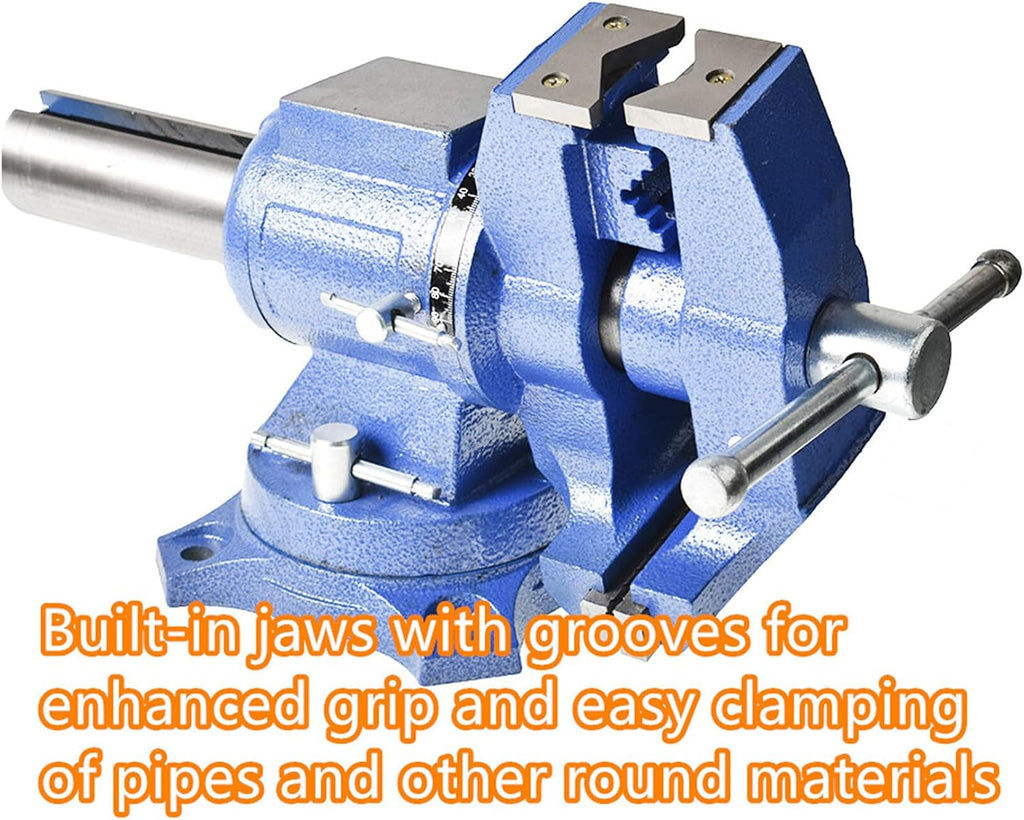 waltyotur Multi-purpose 6 Inch Vise Bench Vise Heavy Duty Multi-Jaw Vise 360-Degree Rotation Clamp on Vise with Swivel Base and Head for Clamping Fixing Equipment Home or Industrial Use