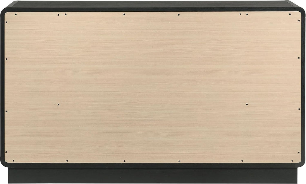 Coaster Home Furnishings - Cavelle - Wood - 6-Drawer Dresser with Mid-Century Modern Style, Gold Ball Knobs, Metal Extension Glides, Rounded Corners - Bedroom - Black - 223663
