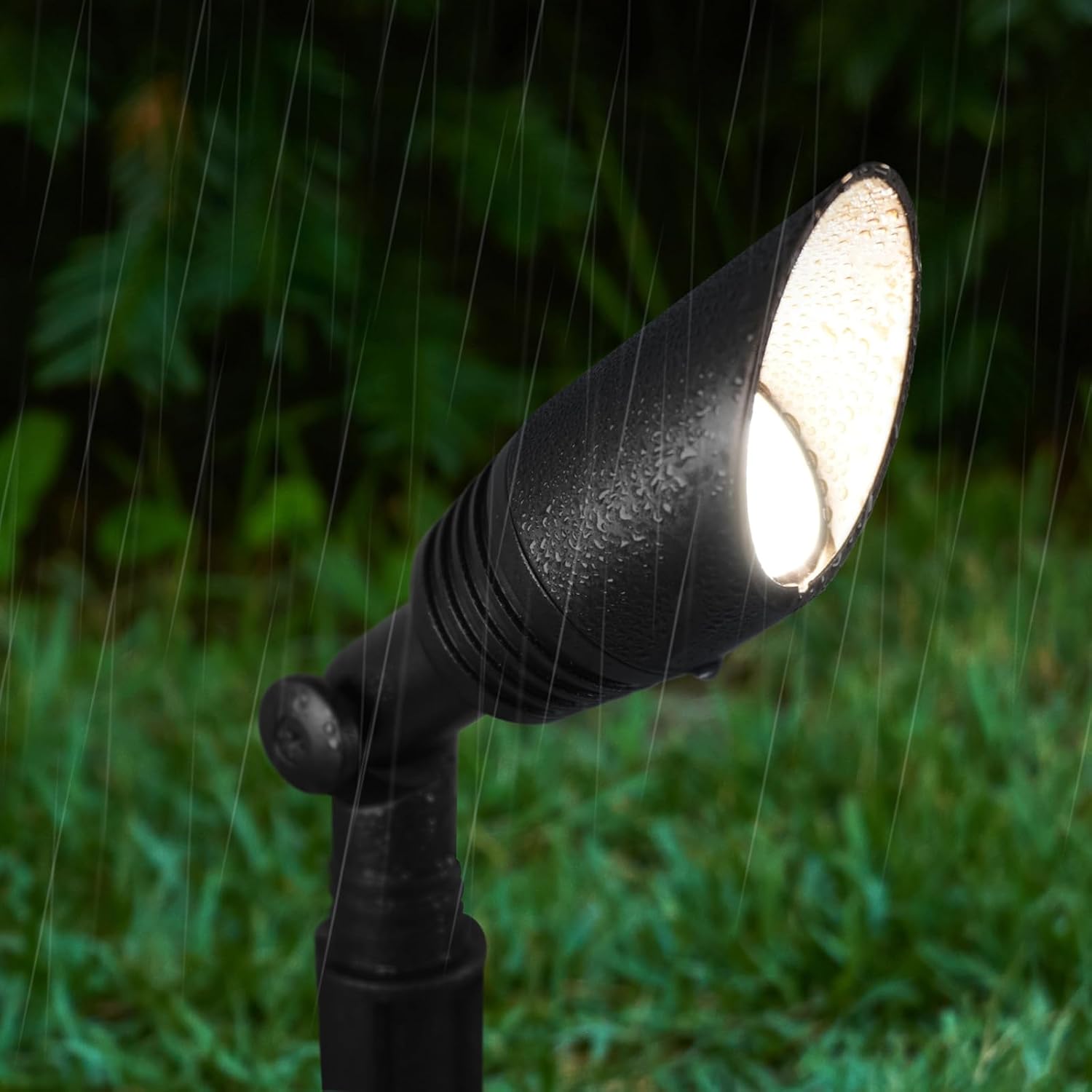 GKOLED 6 Pack LED Low Voltage Spotlights, 12V Landscape Lighting, Outdoor Mini Size Spot Light, Waterproof Directional Up Lights for Garden Yard, Metal Stake, Die-cast Aluminum, 9W 3000k CRI90 Black