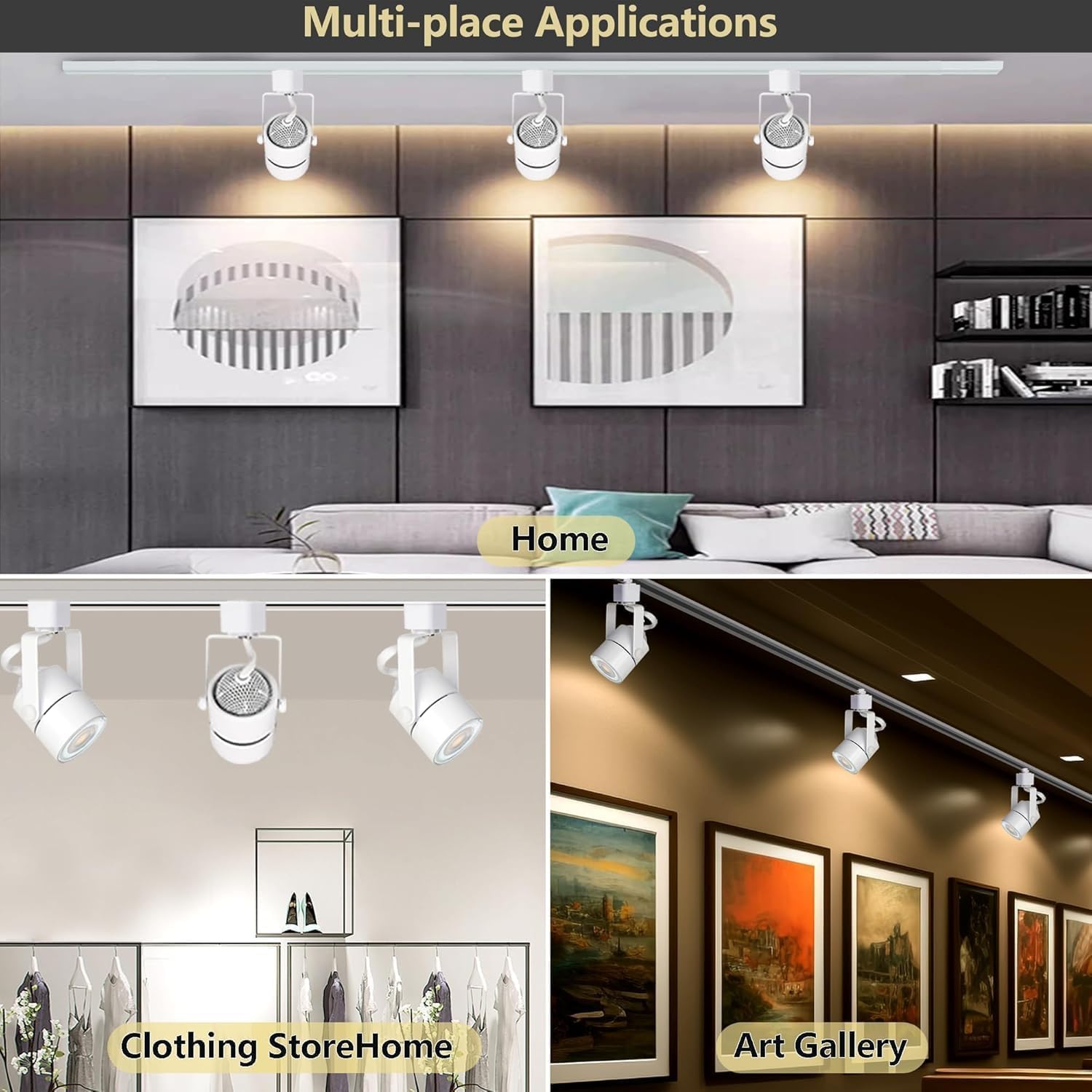 GU10 LED 3CCT White Track Lighting Kit 3000K/4000K/6000K Adjustable with 13.1FT H-Type Track Light Rails, 12PCS Ceiling Spotlight Fixture with Replaceable GU10 Bulbs