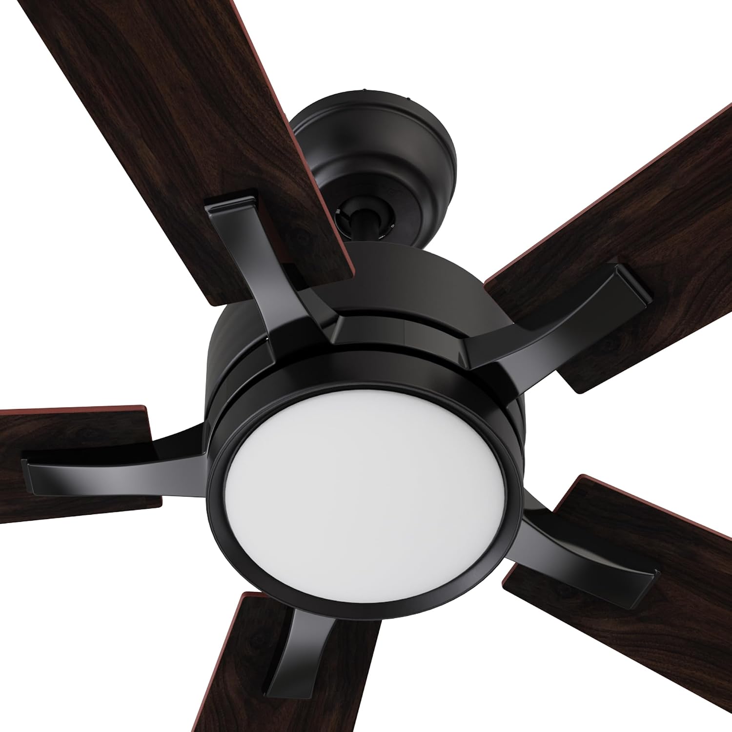 CEME 52' Ceiling Fan with Light and Remote, 10 Speeds Reversible DC Motor Outdoor Ceiling Fan, 3 Light Colors Dimmable, Compatible with Alexa, Siri & Google Home, Dark Walnut & Reddish brown