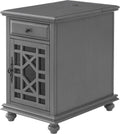 Martin Svensson Home Elegant Chairside End Table with Power — 24″W x 16″D x 25″H, Gray — Transitional Painted Accent Table with Flip-Top USB Charging, Drawer & Cabinet Storage