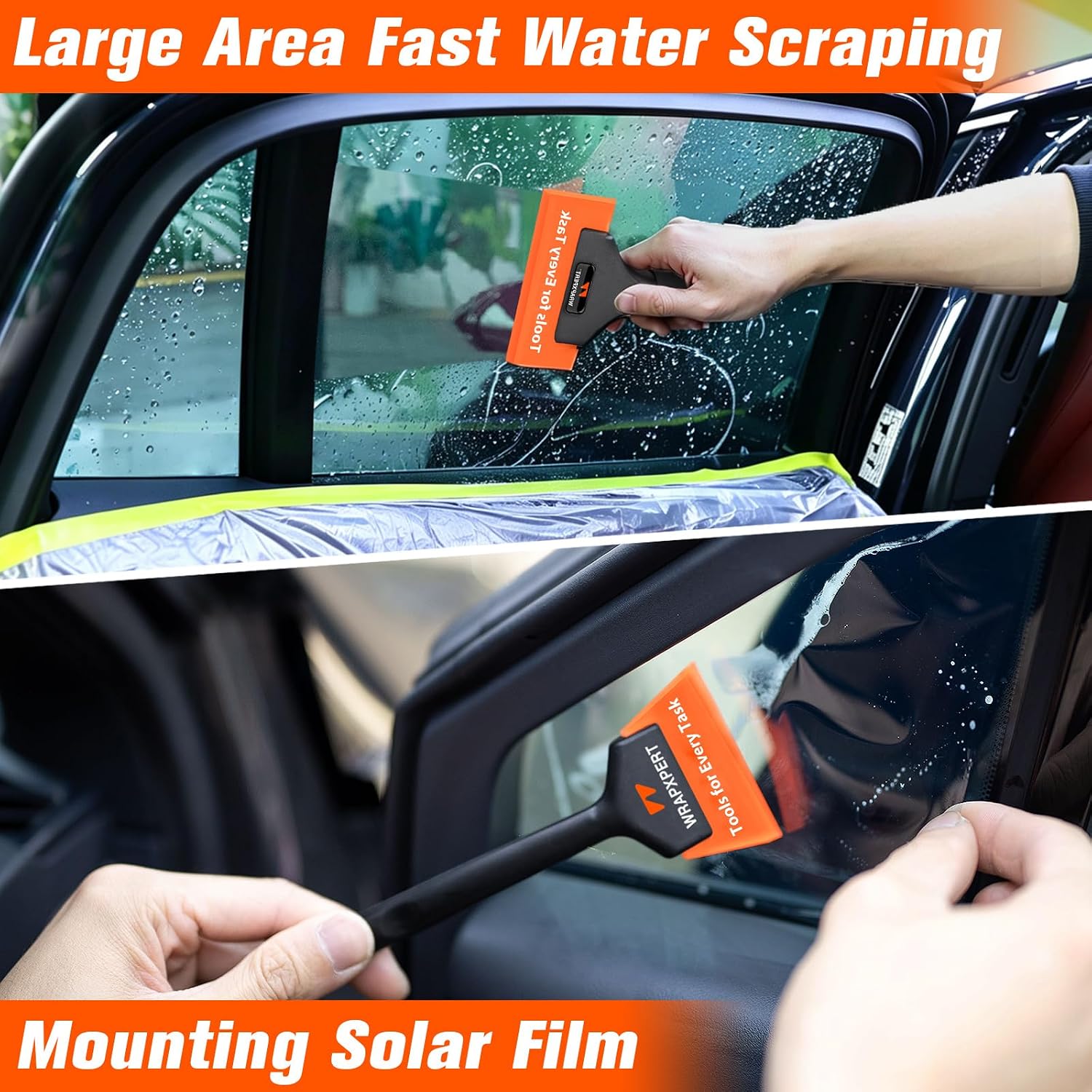 WRAPXPERT Window Tinting Tools for Windshield/Rear Glass Film Install and Clean Includes Bulldozer Squeegee, Window Scraper, Felt Squeegee, Small PPF, Utility Knife, Vinyl Wrap Cutter