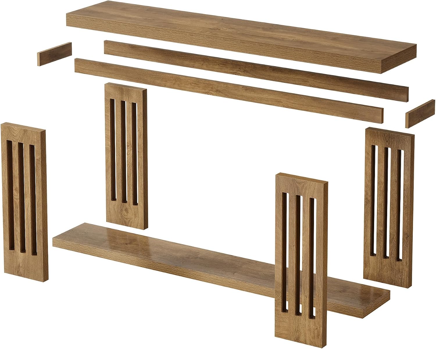 Tribesigns 70.9-Inch Extra Long Entryway Table, Farmhouse Sofa Console Table with Vertical Stripe Legs, 2-Tier Entry Furniture for Living Room, Hallway, Entrance (Light Brown)
