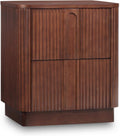 Teamson Home 20'' W Modern Storage 2-Drawer Push to Open Nightstand with Solid Wood Frame, Bedside Table Bedroom Furniture with Reeding Pattern in Scandinavian Style, Walnut